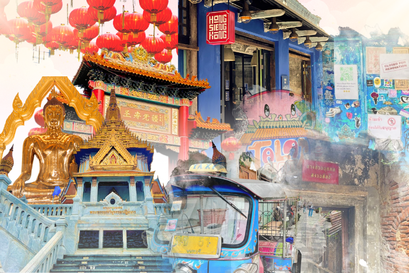 딸랏노이 & 홍셴콩 카페 & 왓뜨라이밋 사원 & 야와랏