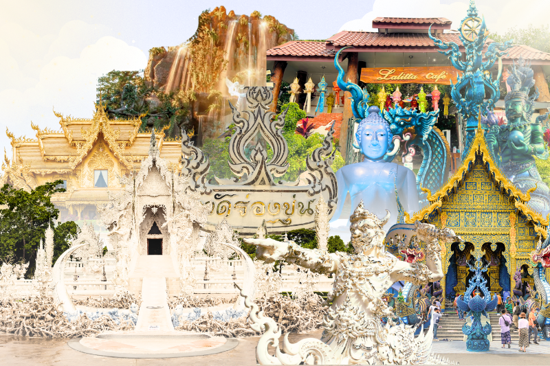 왓 롱 쿤 & 왓 롱 수아 텐 & 라리타 카페