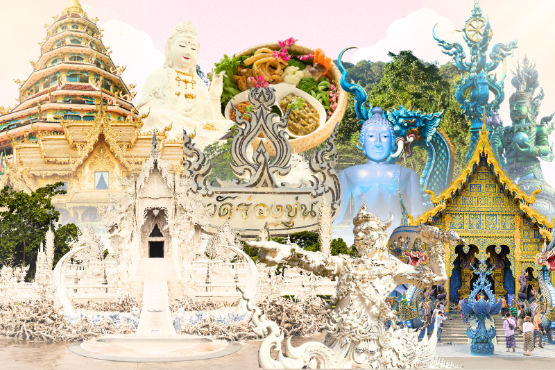 왓 롱 수아 텐 & 왓 화이 플라 캉 & 왓 롱 쿤 & 카나리 카페