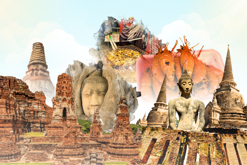 왓 마하탓 & 왓 프라시 산펫 & 새우 시장