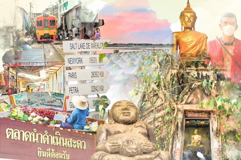 매끌롱 철길시장 & 왓방쿵 & 담넌사두악 수상시장 & 국수 & 매끌롱 솔트레이크 카페